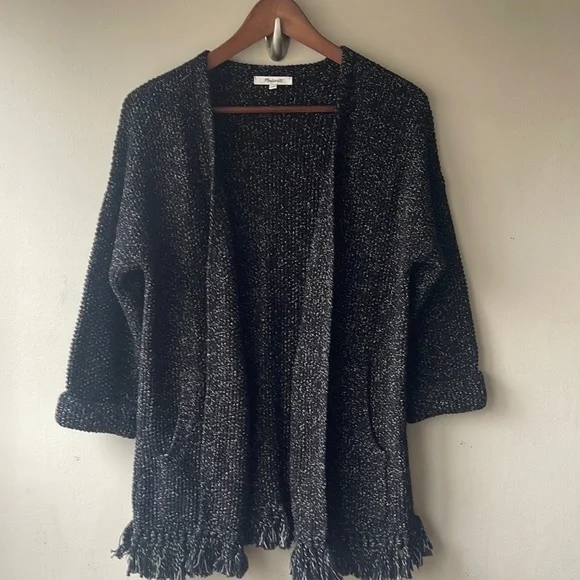 MADEWELL Memento Fringe Open Cardigan Sweater Blogger Favorite Black Size XS - Picture 3 of 9